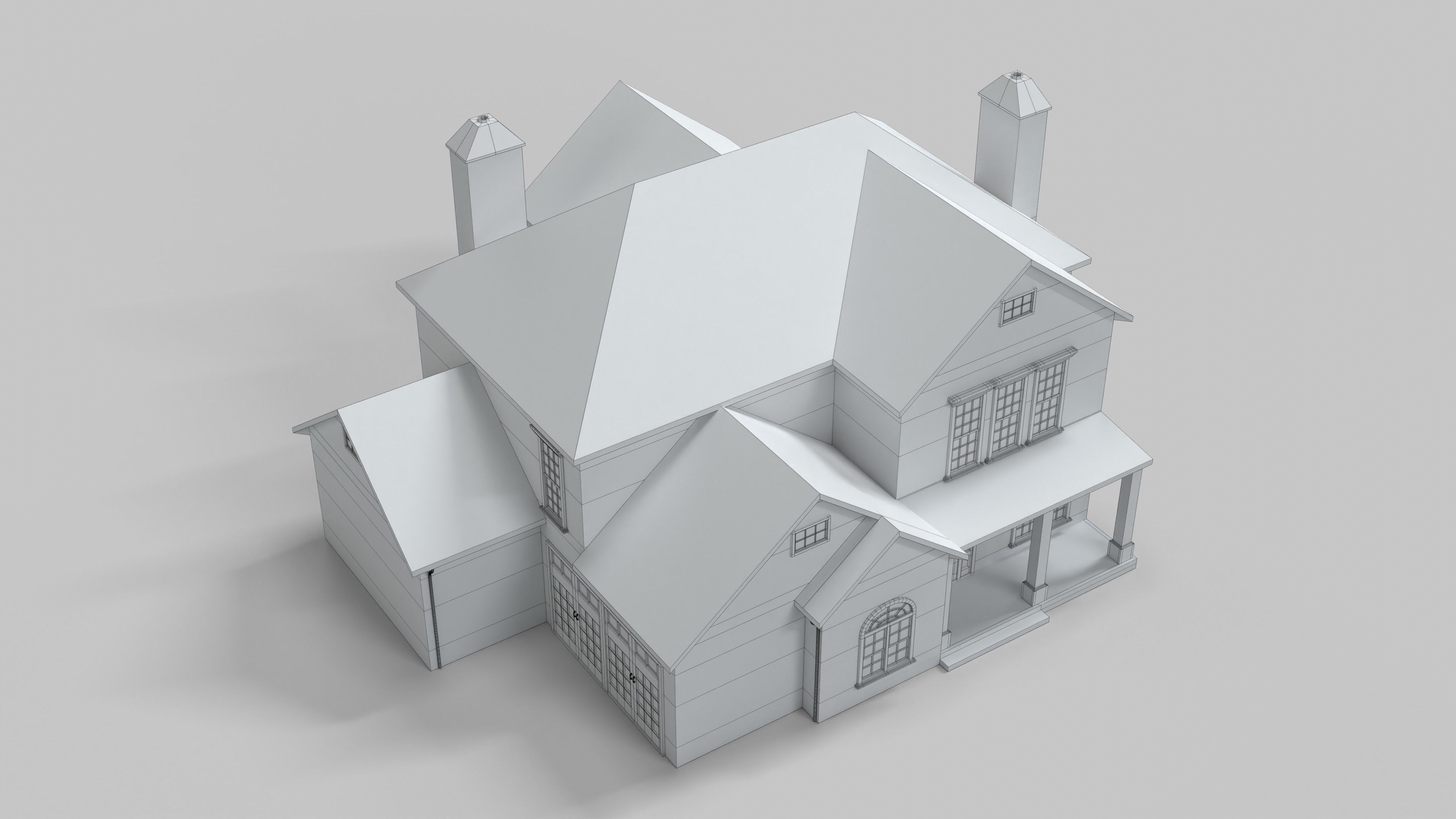 British House Design 17T4 Low-poly 3D model_6