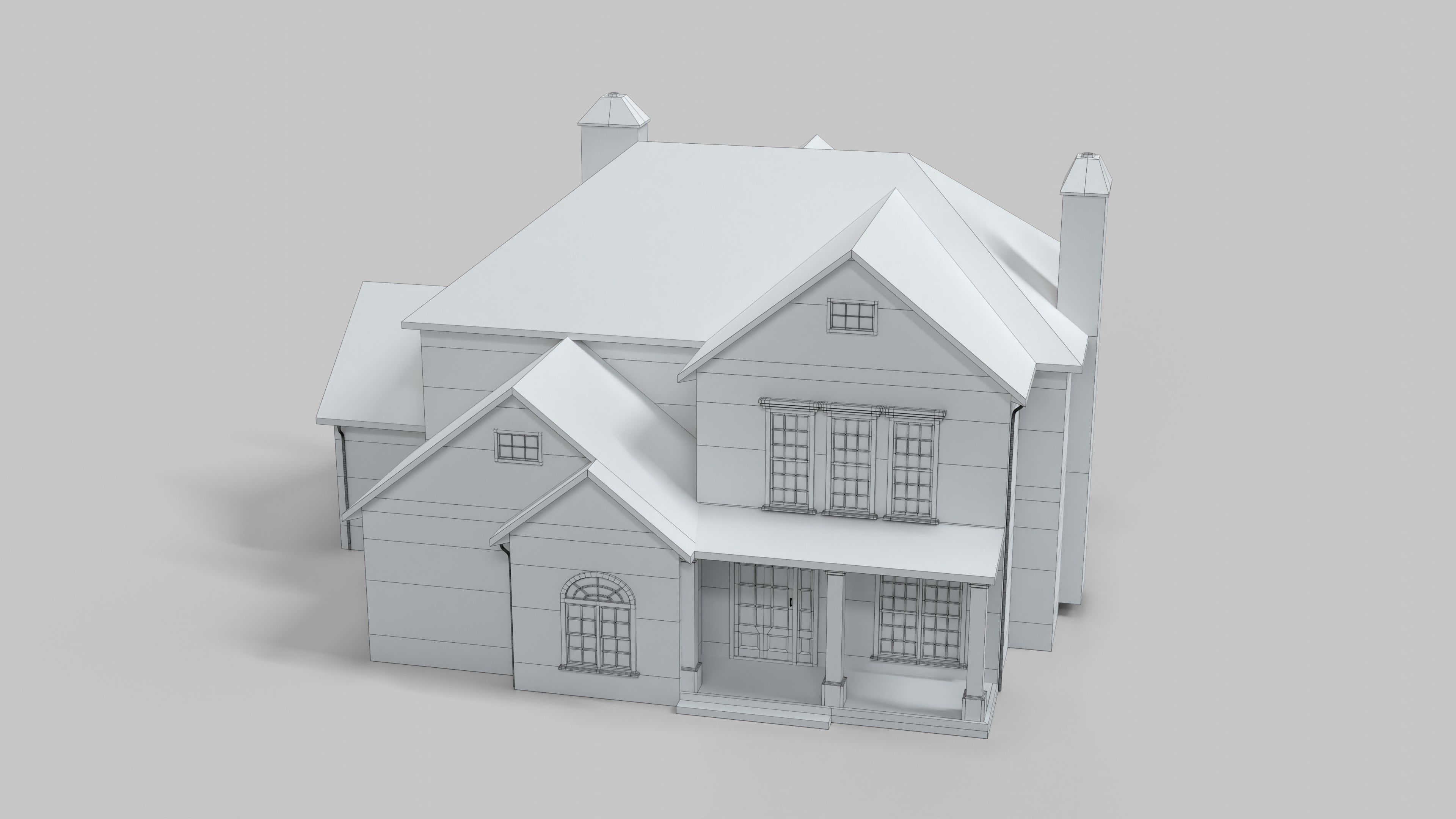 British House Design 17T4 Low-poly 3D model_7