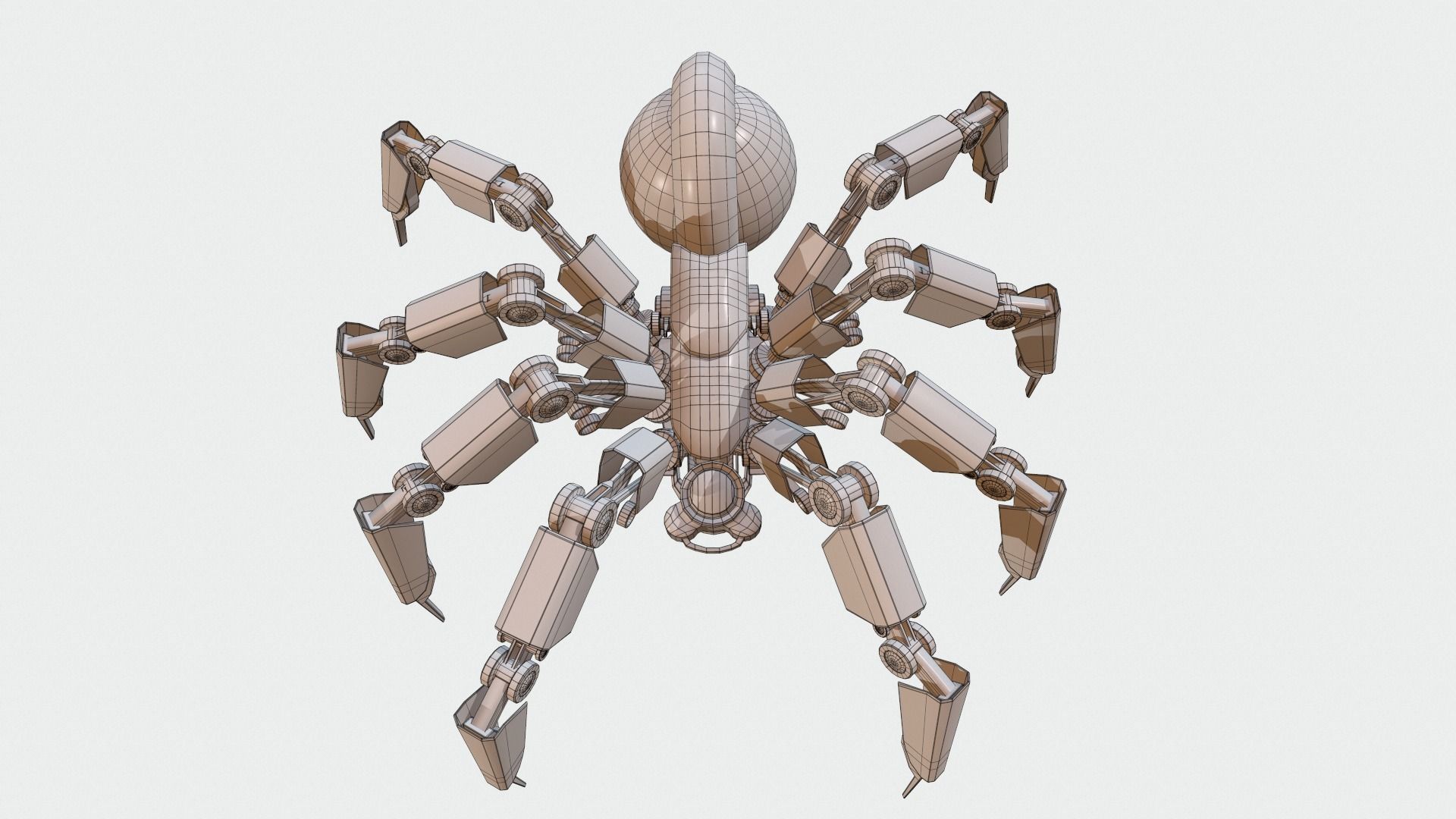 Robot Spider Low-poly 3D model_12