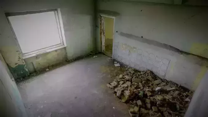 Two social rooms in a ruined building 3D model