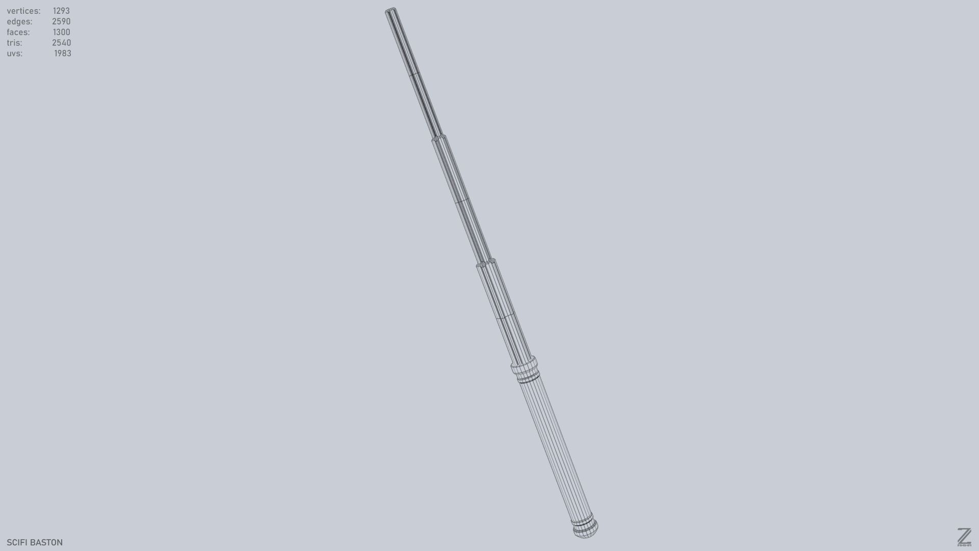 Sci fi baston Low-poly 3D model_13