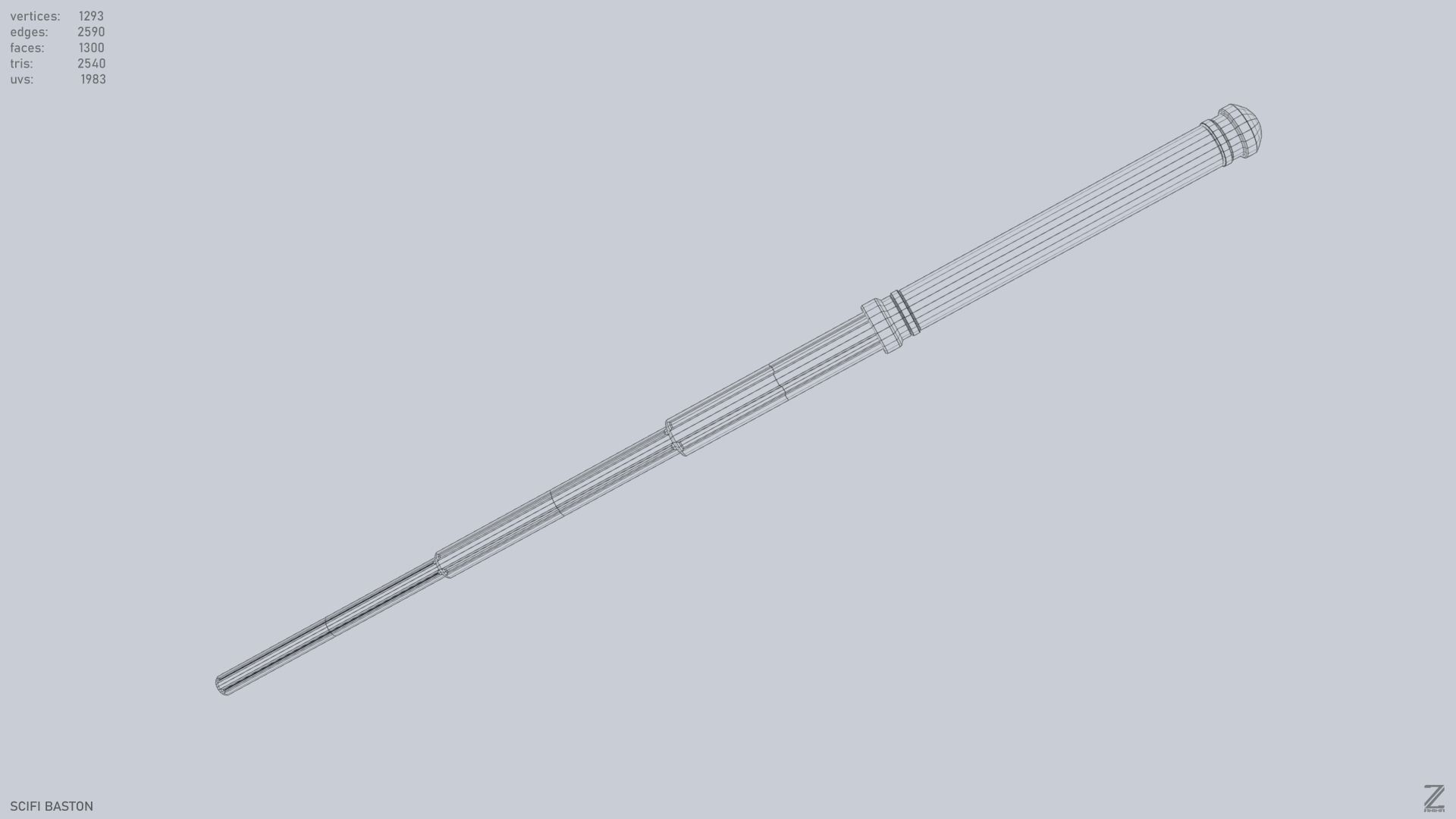 Sci fi baston Low-poly 3D model_12