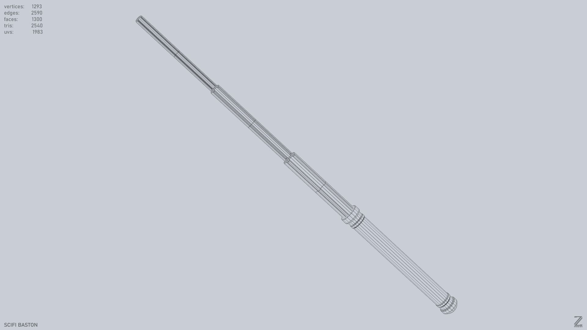 Sci fi baston Low-poly 3D model_4