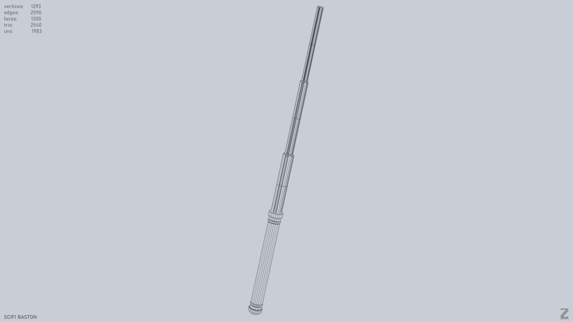 Sci fi baston Low-poly 3D model_11