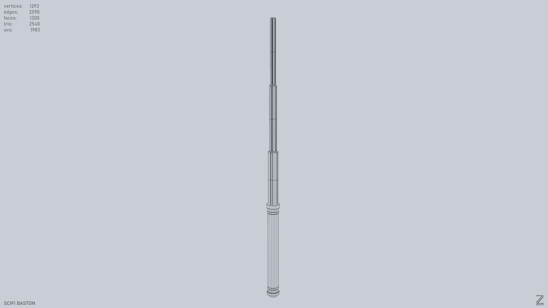 Sci fi baston Low-poly 3D model_10