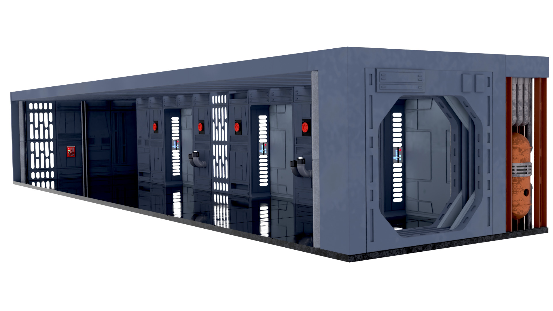 Set 7a - Death Star Hallway 1 1-6 scale Hottoys 3D print model_2