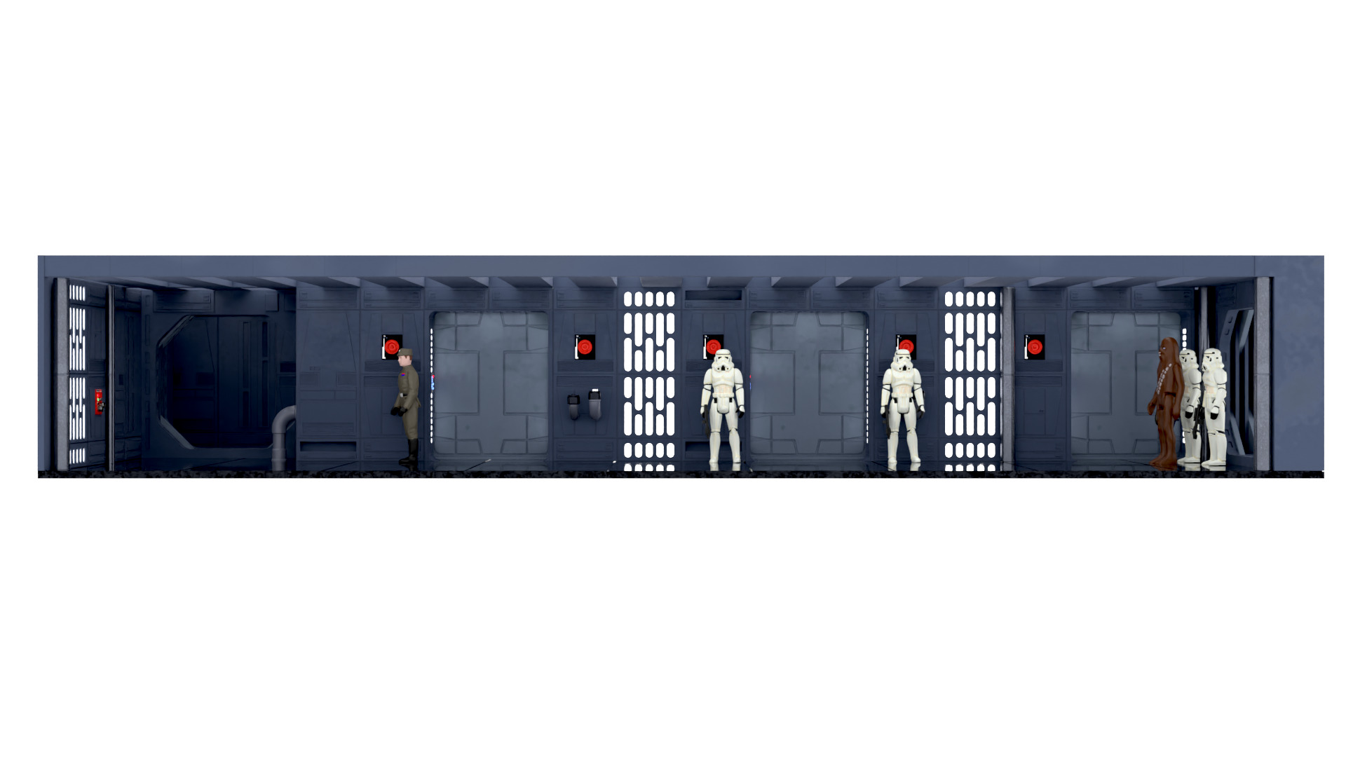 Set 7a - Death Star Hallway 1 1-6 scale Hottoys 3D print model_7