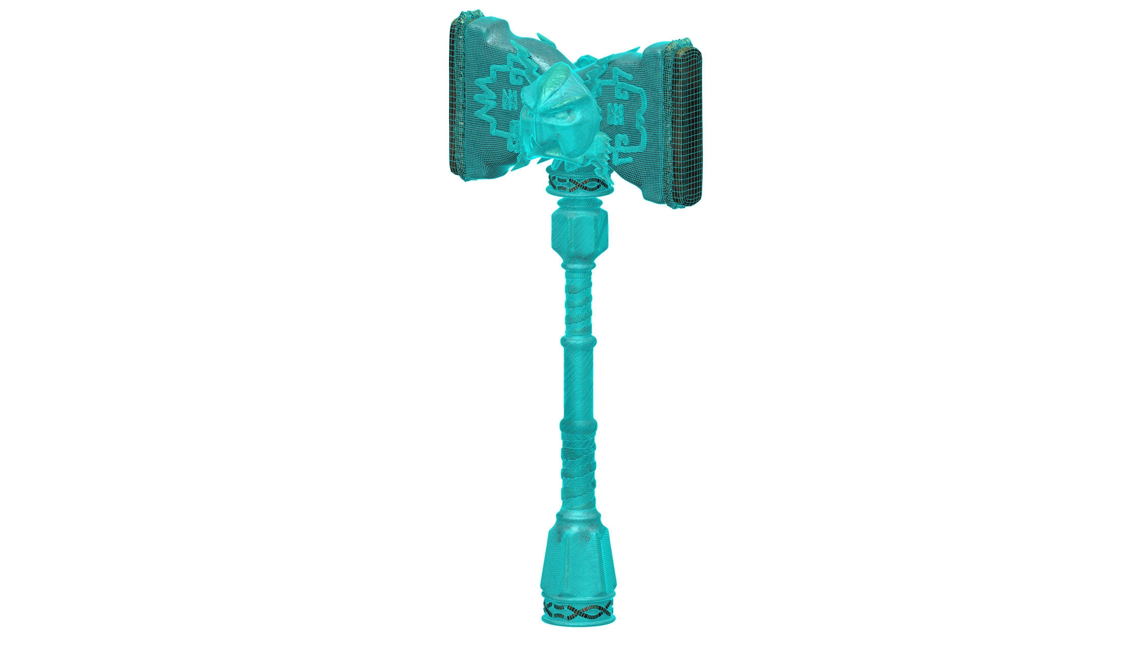 Dwarf hammer game asset 3D model_10