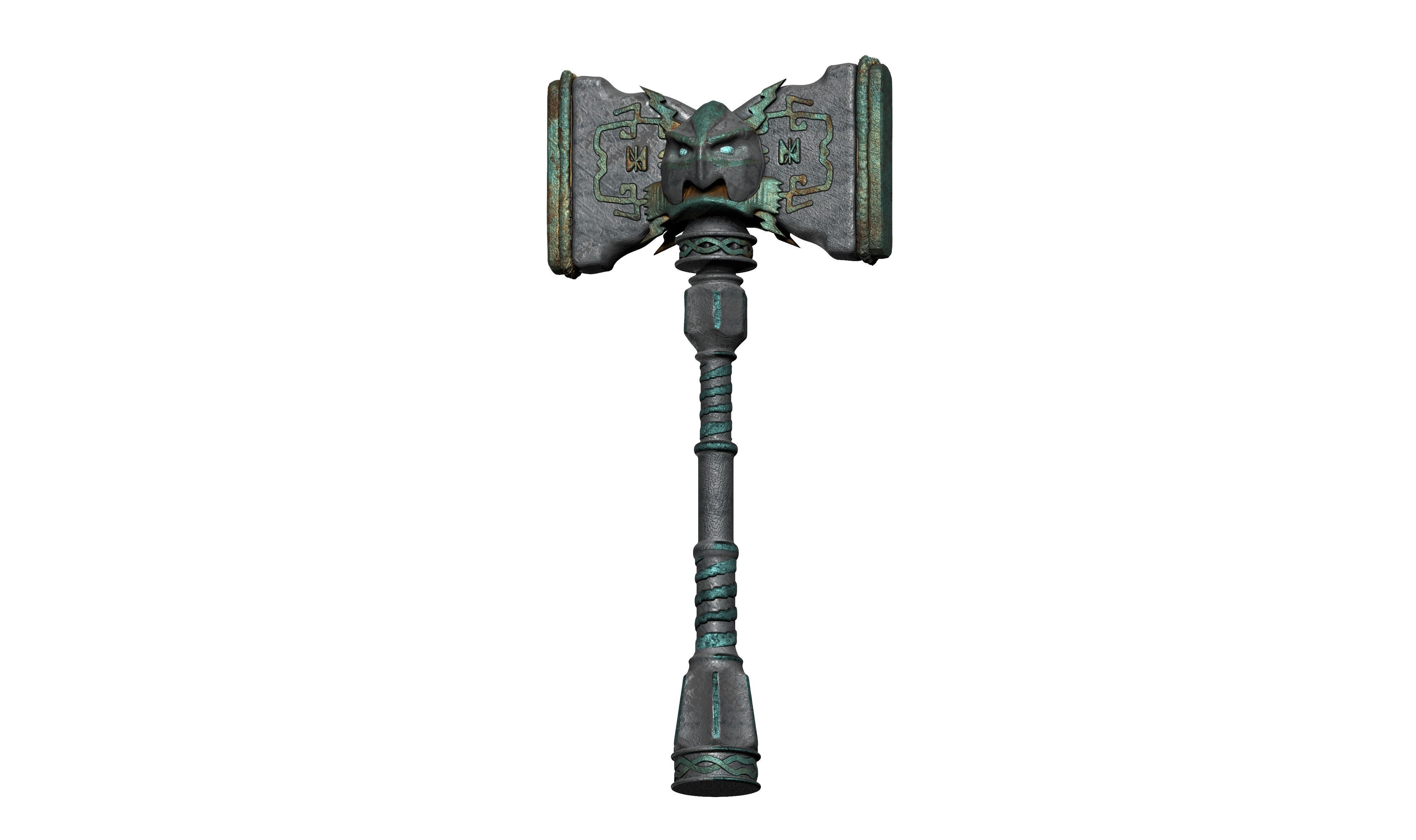 Dwarf hammer game asset 3D model_3