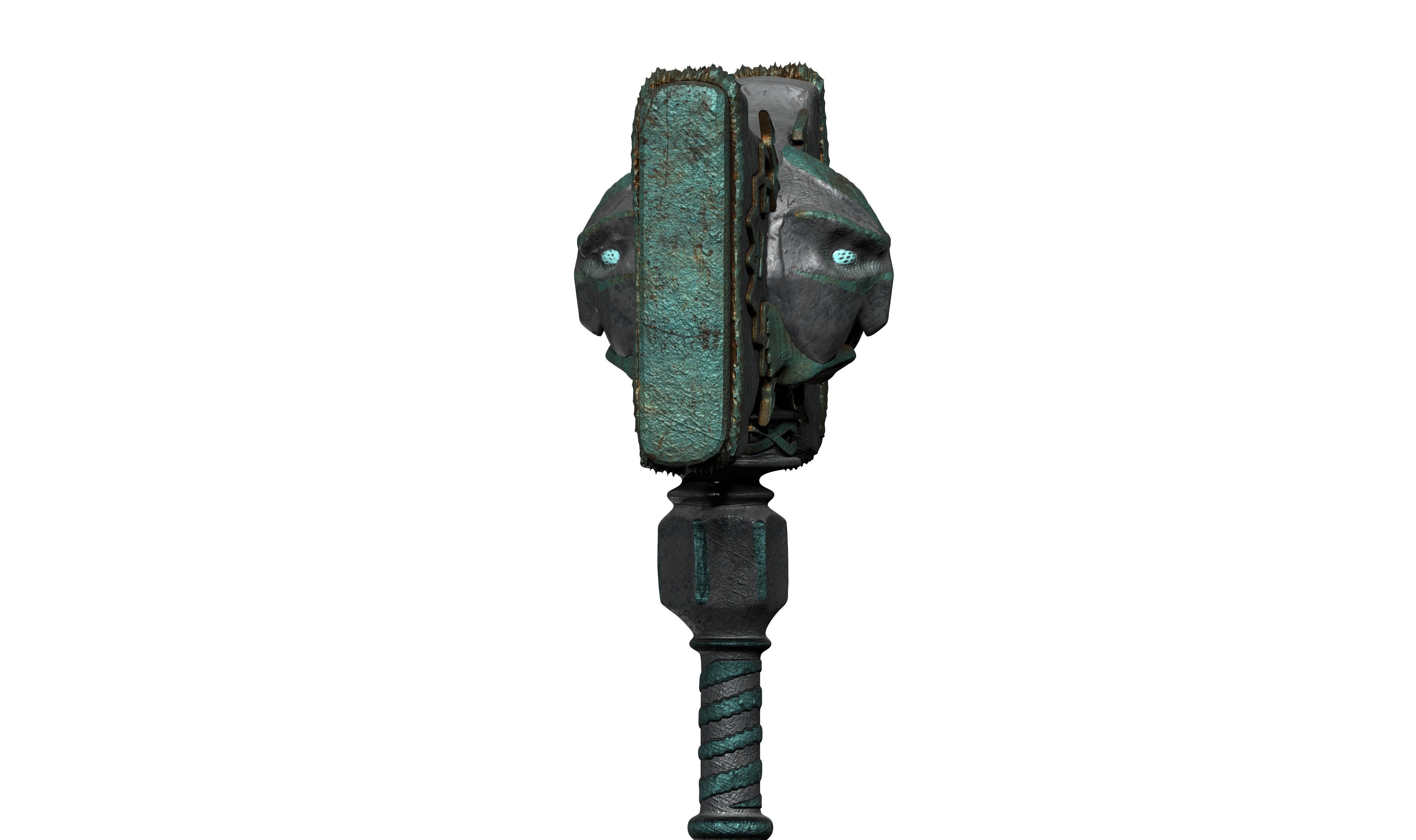 Dwarf hammer game asset 3D model_7