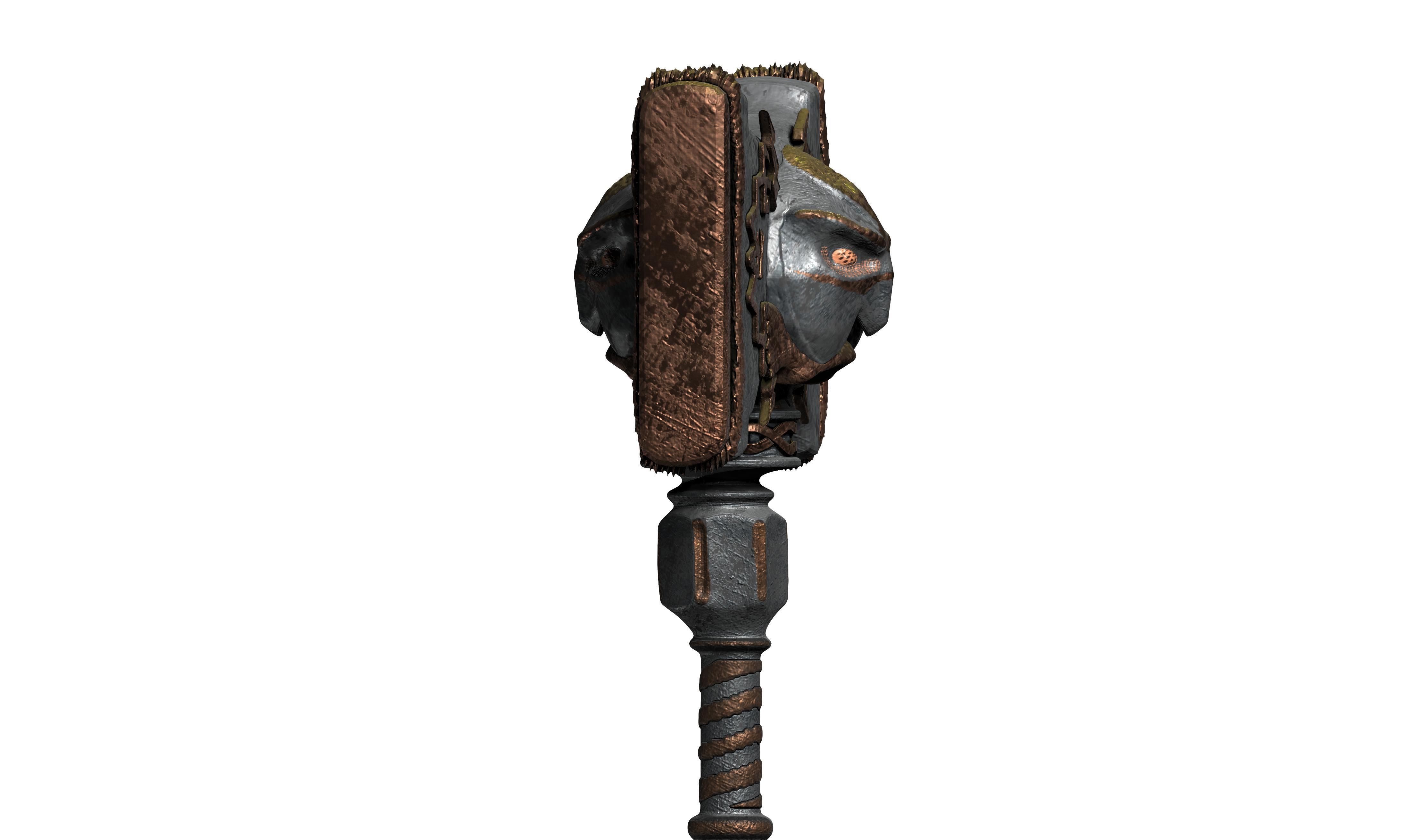 Dwarf hammer game asset 3D model_6