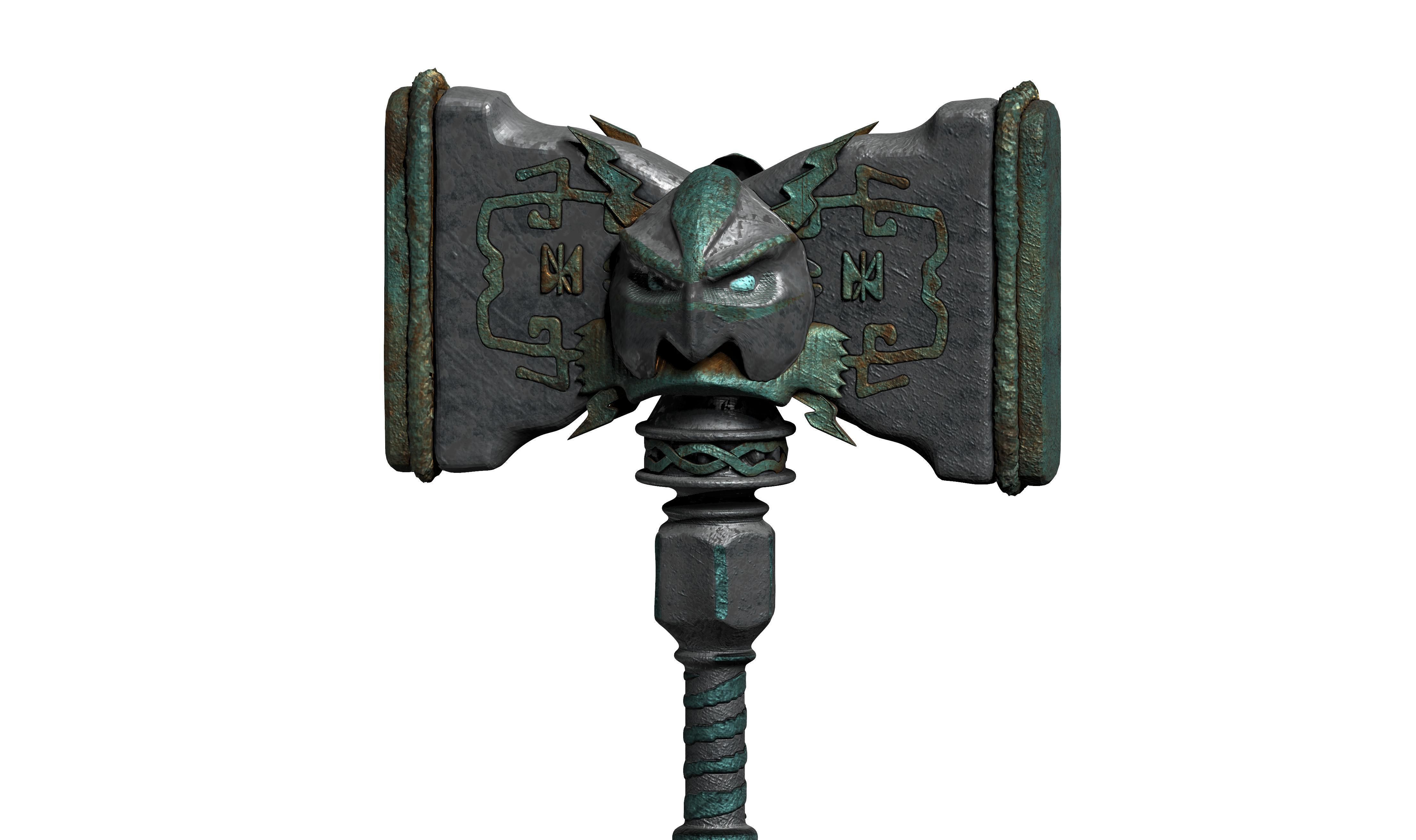 Dwarf hammer game asset 3D model_5