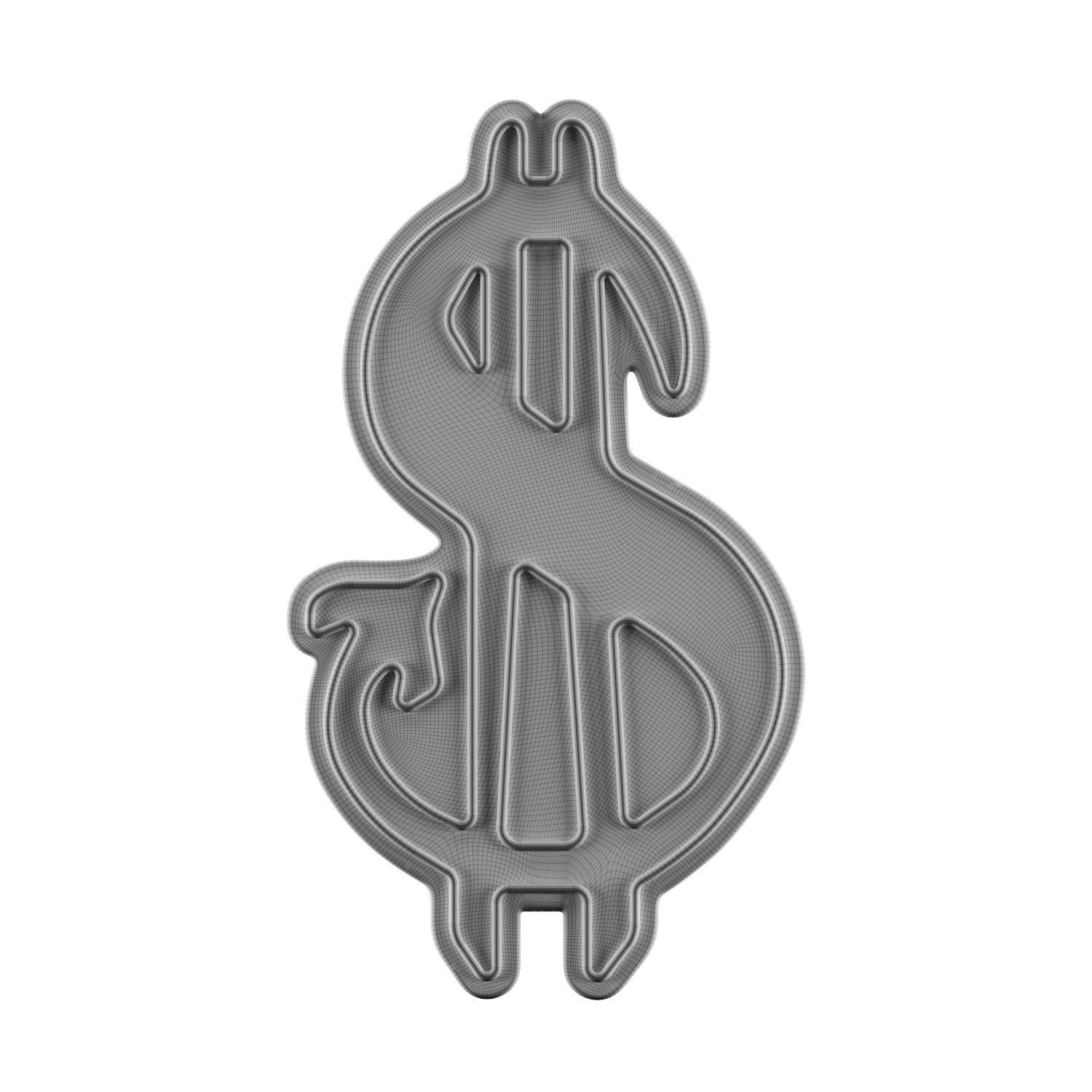 Dollar Neon Sign 3D model_2