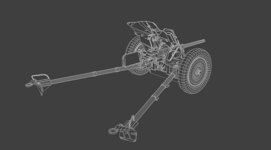 37mm Pak 36 Anti Tank Gun Low-poly 3D model_7