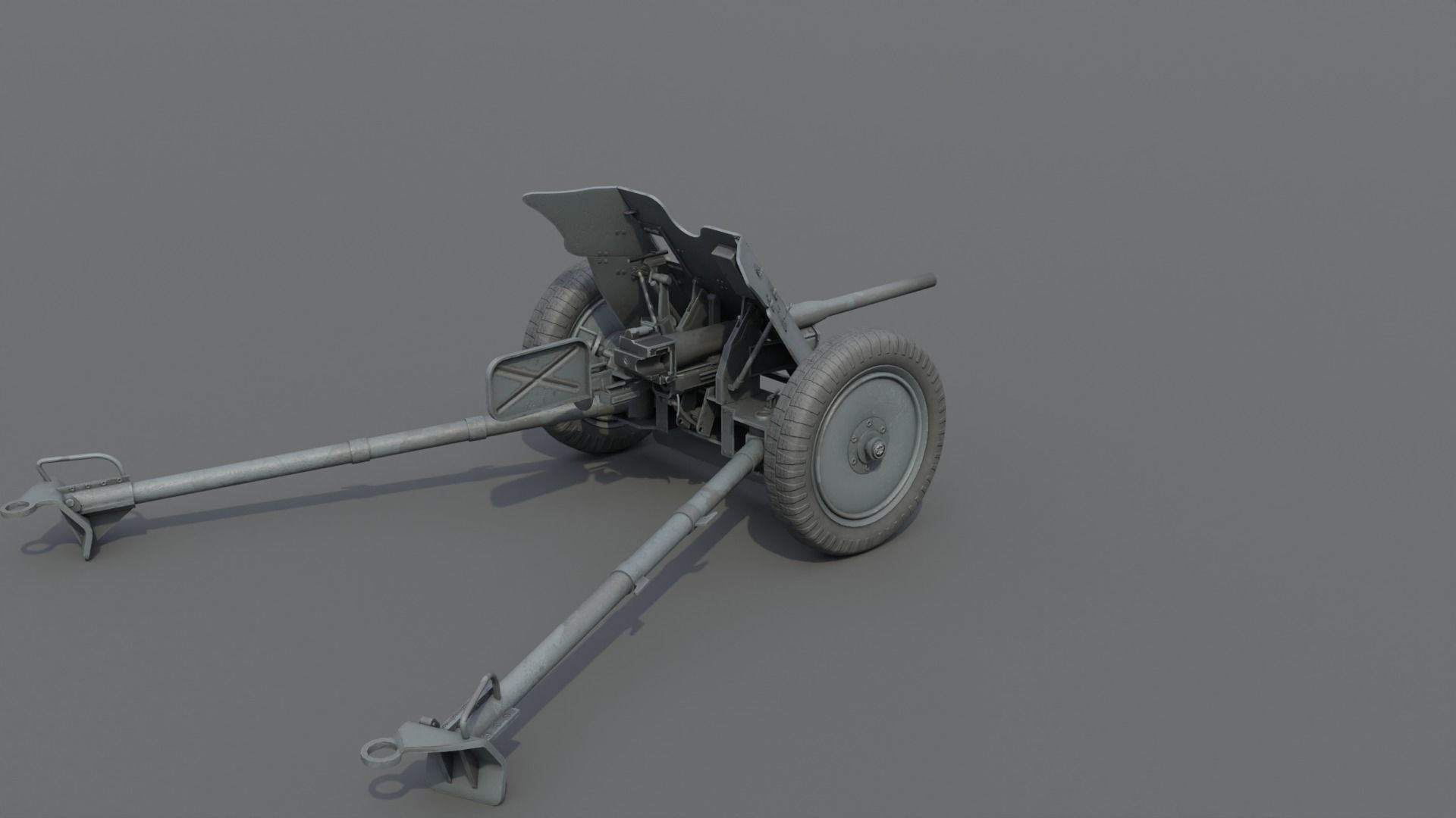 37mm Pak 36 Anti Tank Gun Low-poly 3D model_14