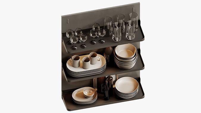 Decorative set of dishes for the kitchen 03 3D model