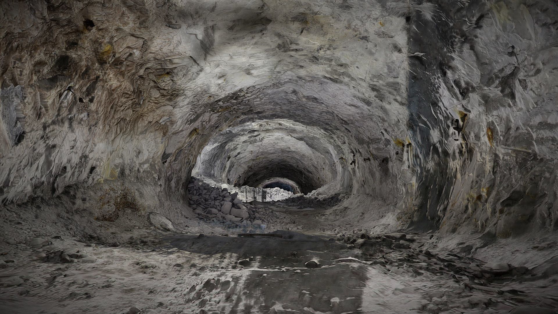 Old underground mine excavation - white 3D model_1