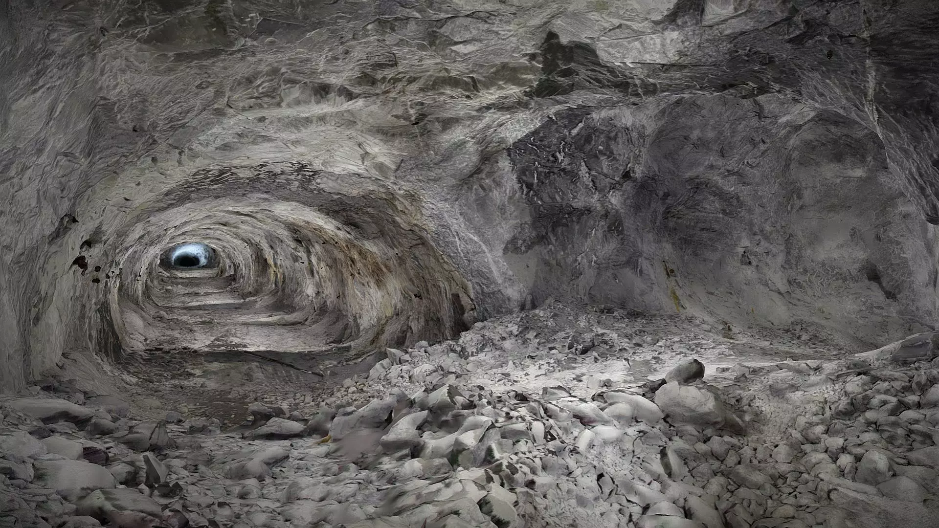 Old underground mine excavation - white 3D model_0