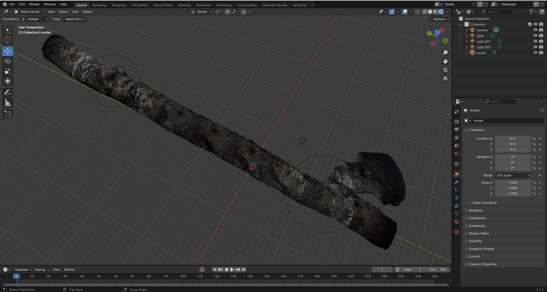 Old underground mine excavation - white 3D model_11