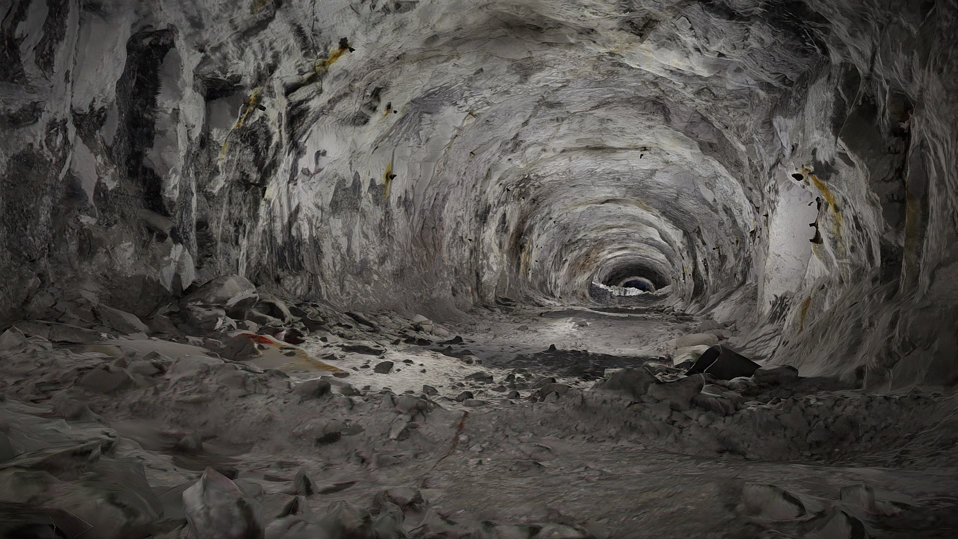 Old underground mine excavation - white 3D model_3