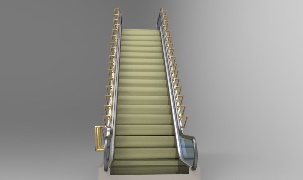 Shopping Mall Escalators Low-poly 3D model_8