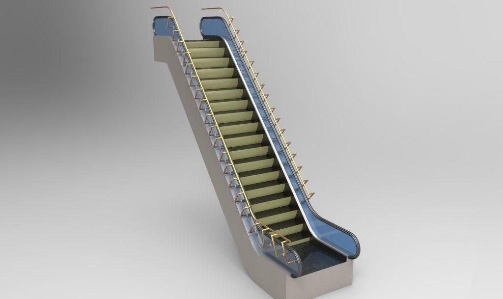 Shopping Mall Escalators Low-poly 3D model_7