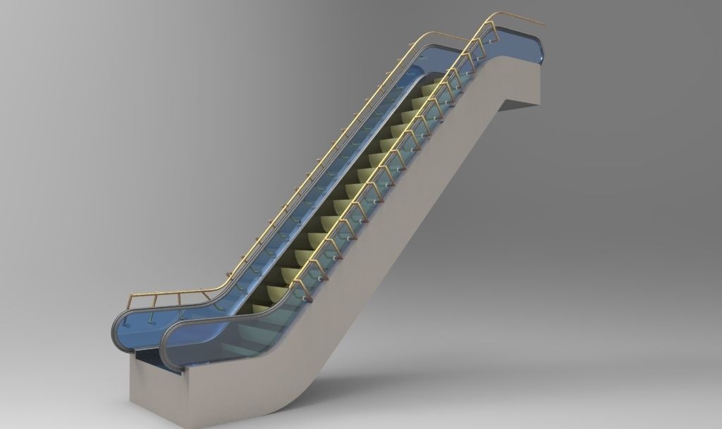 Shopping Mall Escalators Low-poly 3D model_9
