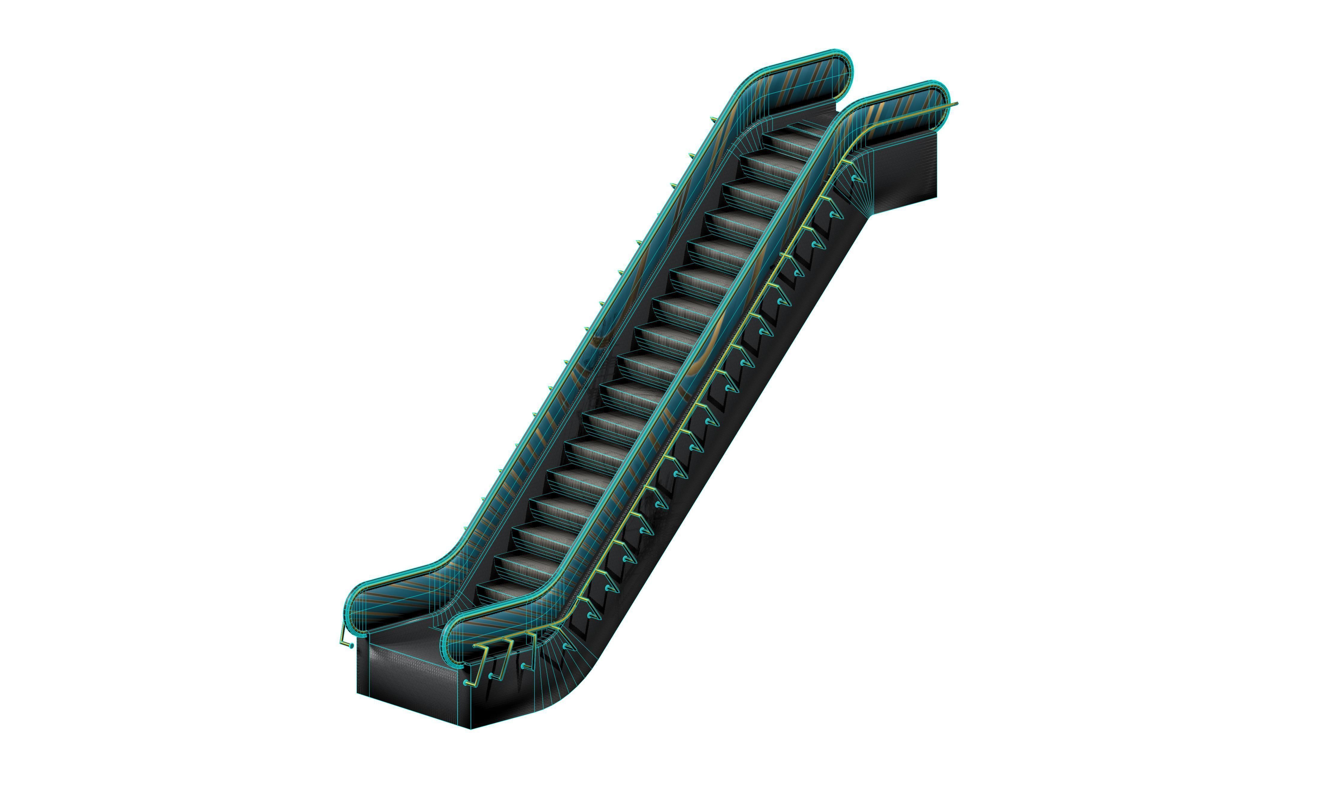 Shopping Mall Escalators Low-poly 3D model_5