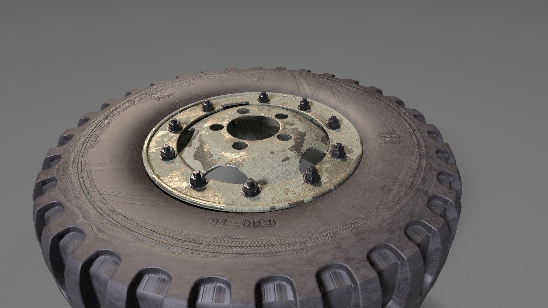 Truck wheel Low-poly 3D model_4