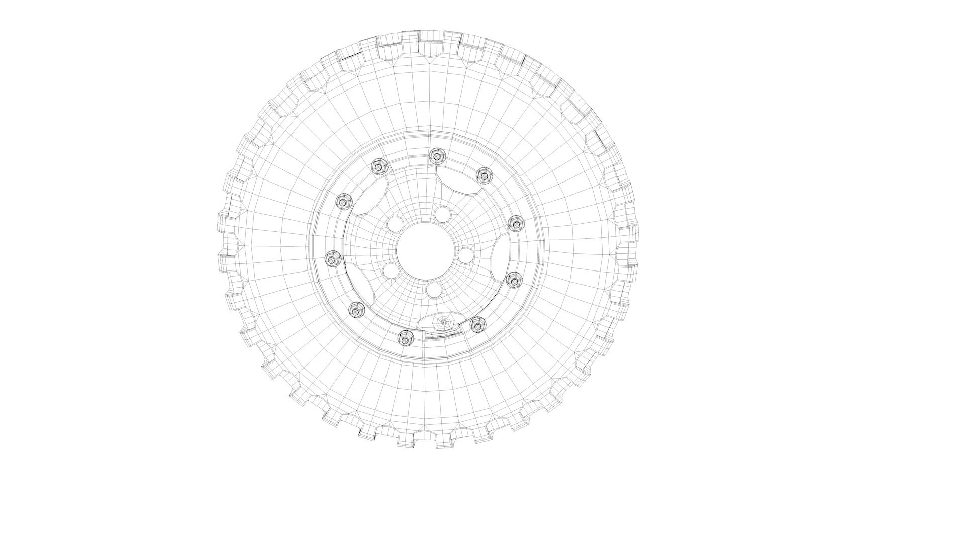 Truck wheel Low-poly 3D model_7