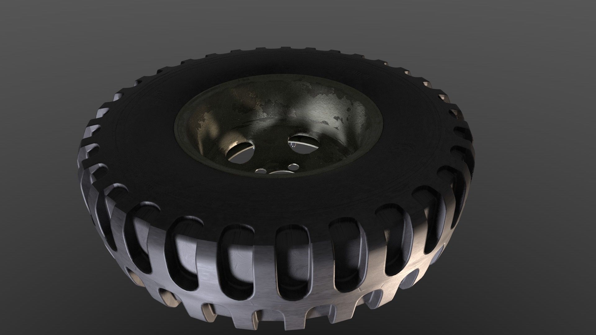 Truck wheel Low-poly 3D model_3
