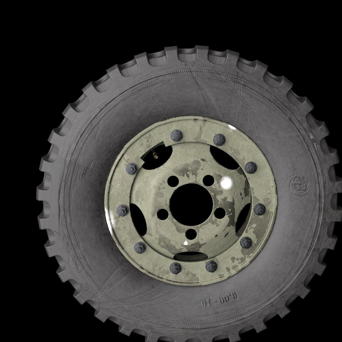 Truck wheel Low-poly 3D model_5