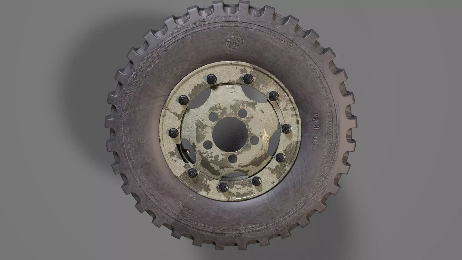 Truck wheel Low-poly 3D model_0