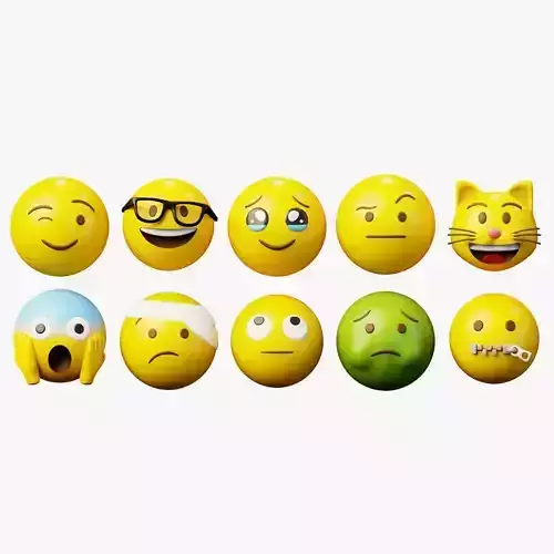 10 Emoticon Yellow Ball Pack Part 5 3D model