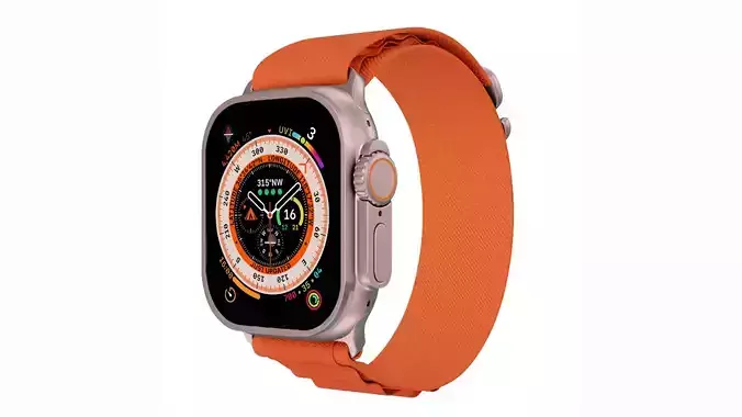 Apple Watch Ultra Alpine Loop Orange Color 3D Model