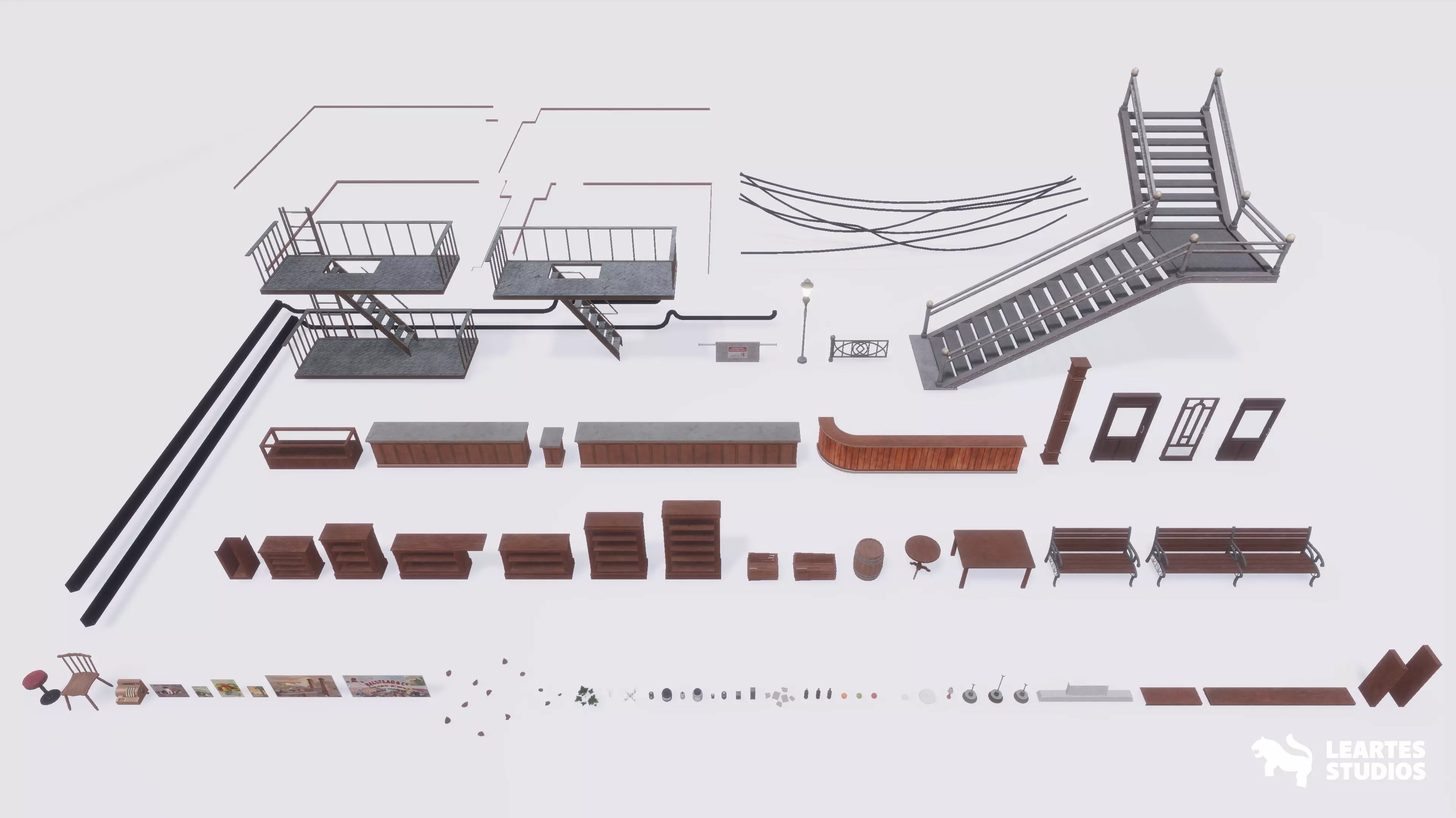 1900s Industrial Environment Low-poly 3D model_8