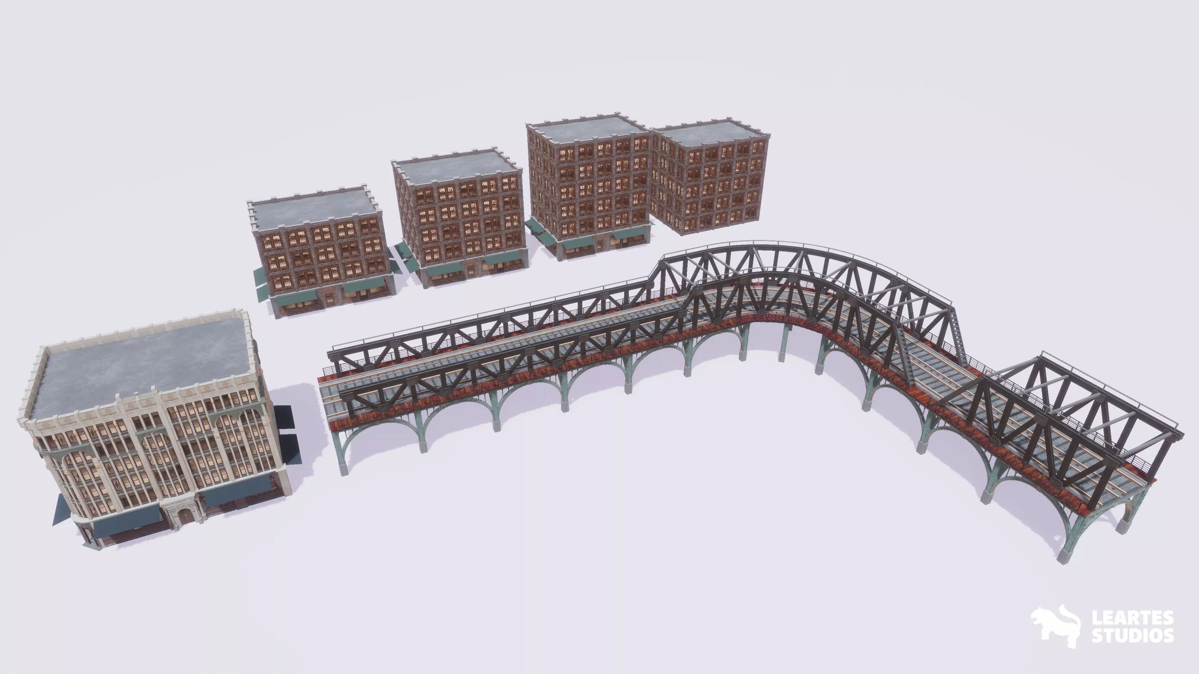 1900s Industrial Environment Low-poly 3D model_11