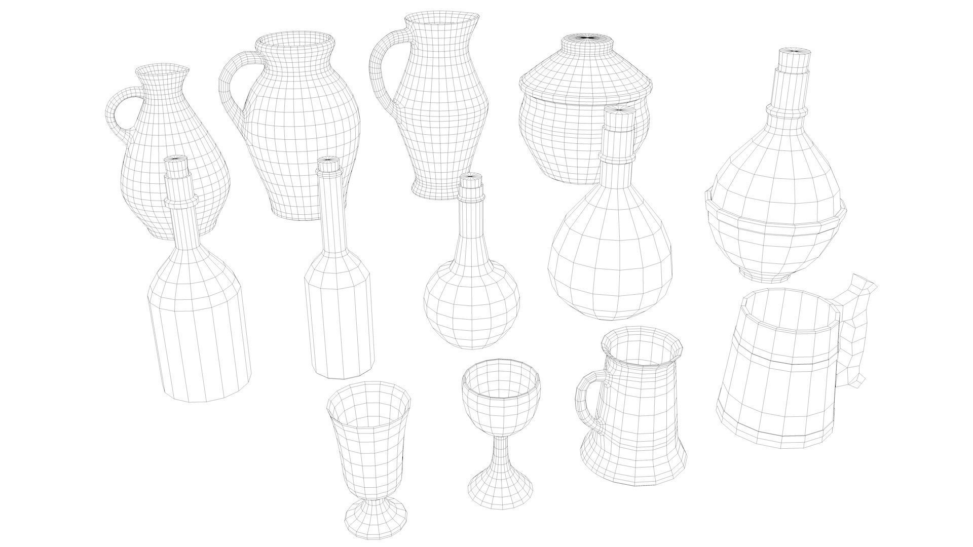 Medieval tavern props 04 3D model_4