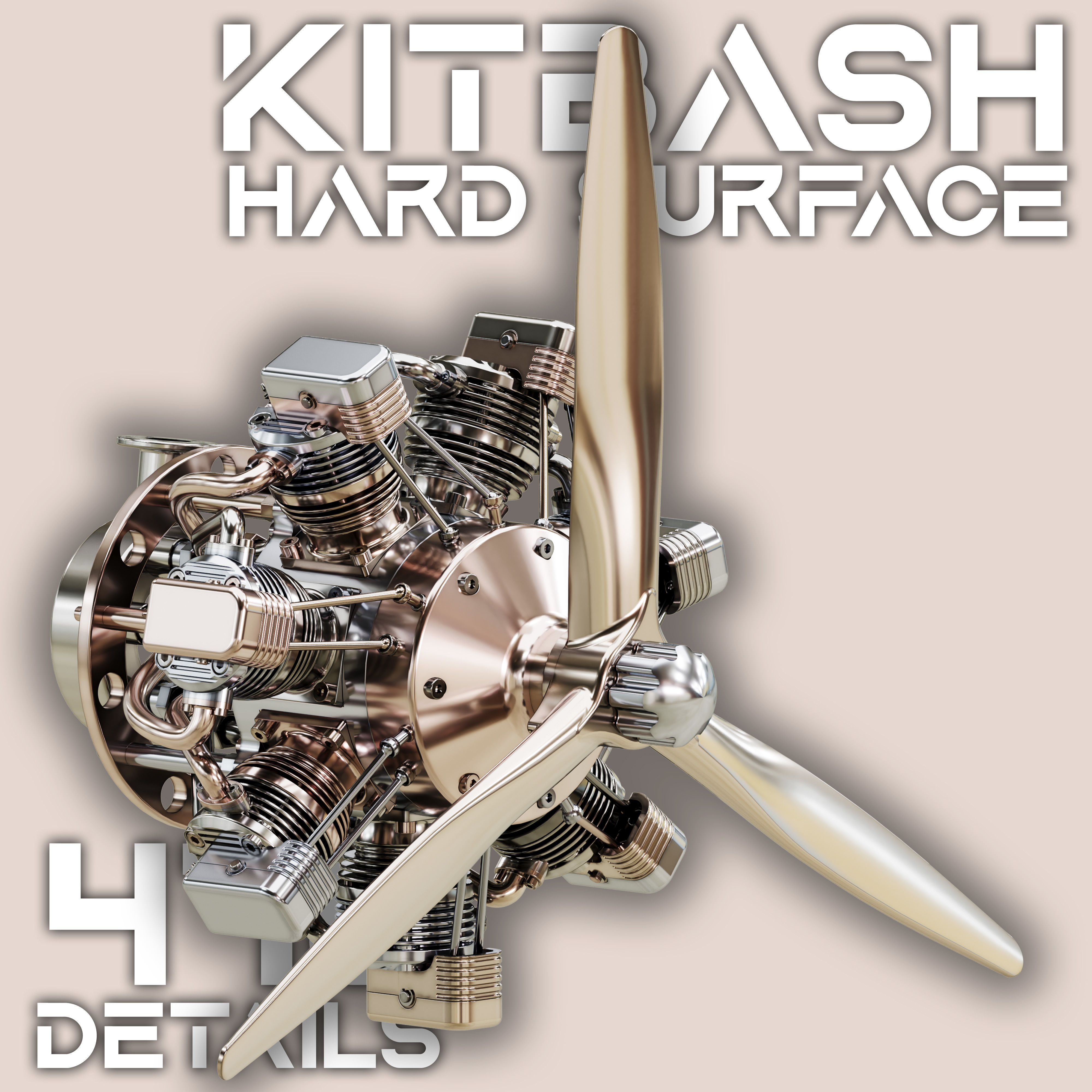 HARD SURFACE KITBASH Quad Surface Mesh Propeller Engine Kit Low-poly 3D model_11