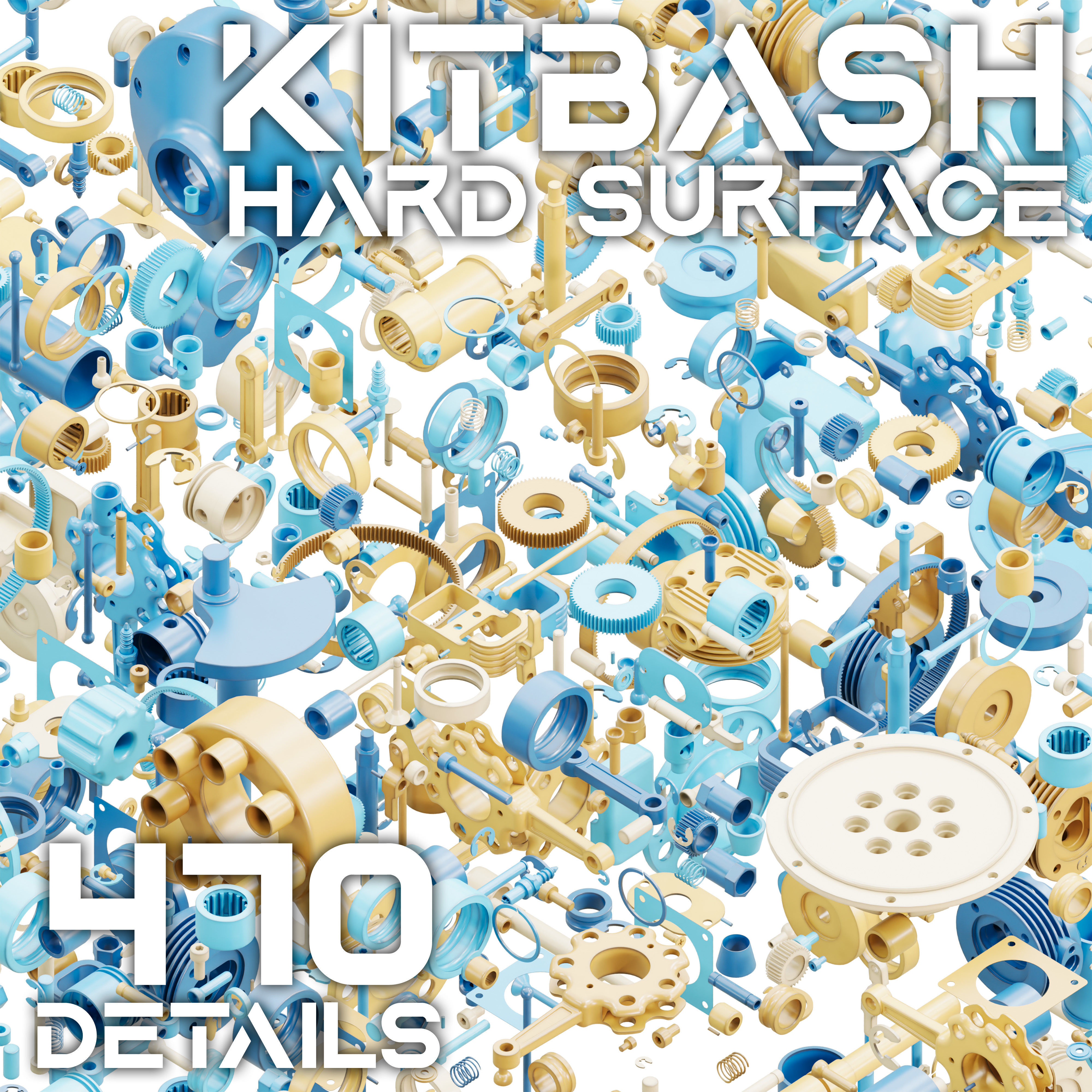 HARD SURFACE KITBASH Quad Surface Mesh Propeller Engine Kit Low-poly 3D model_9