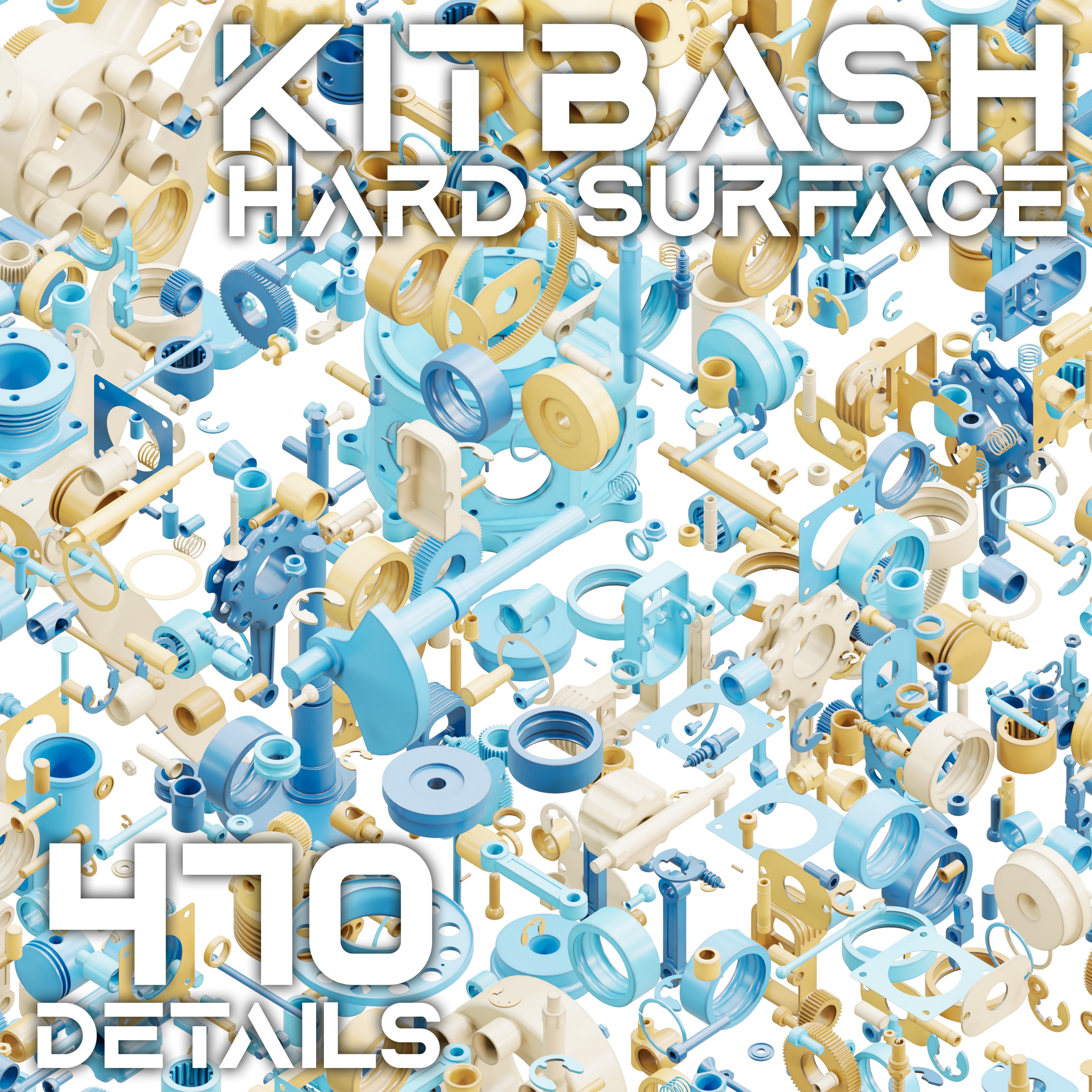 HARD SURFACE KITBASH Quad Surface Mesh Propeller Engine Kit Low-poly 3D model_4