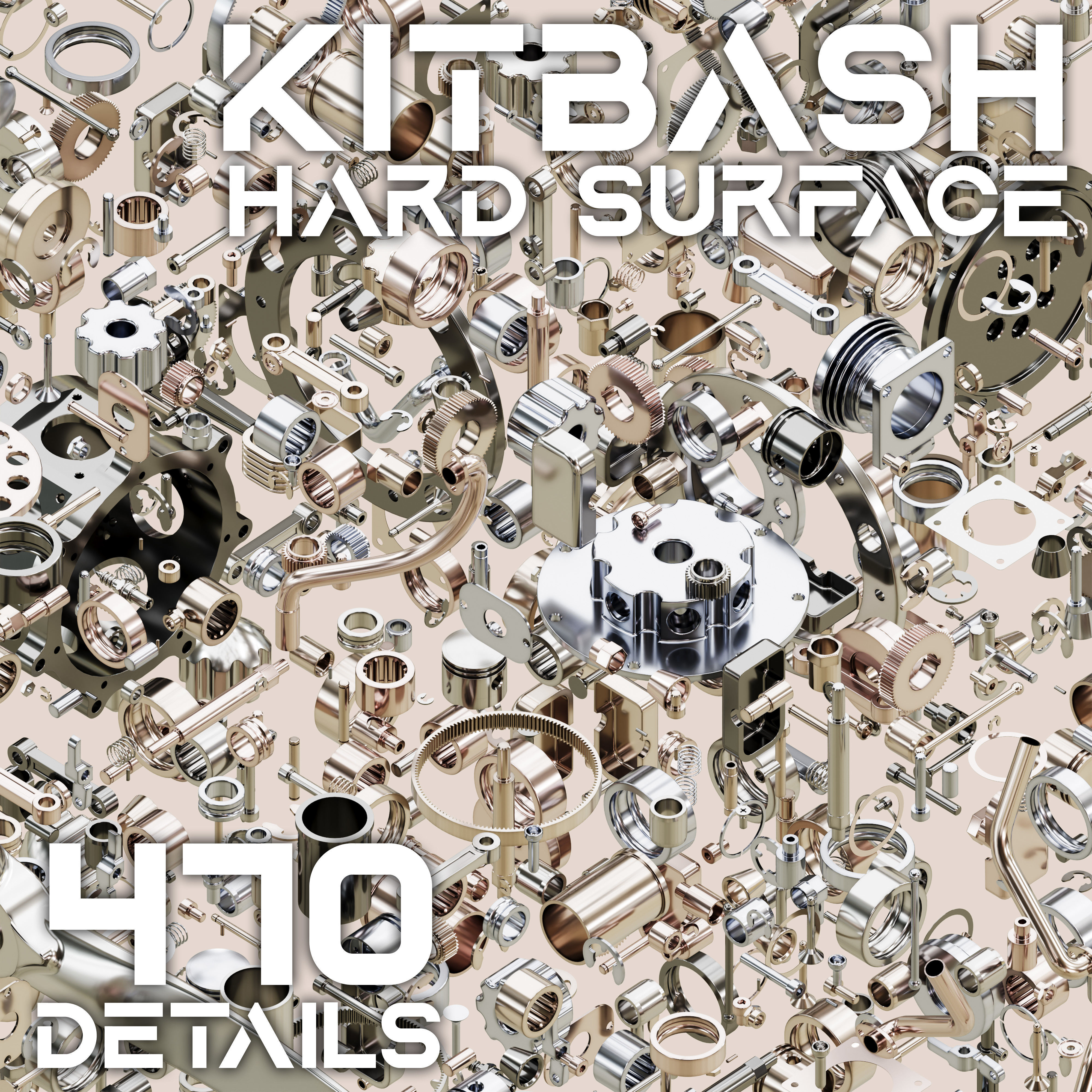 HARD SURFACE KITBASH Quad Surface Mesh Propeller Engine Kit Low-poly 3D model_8