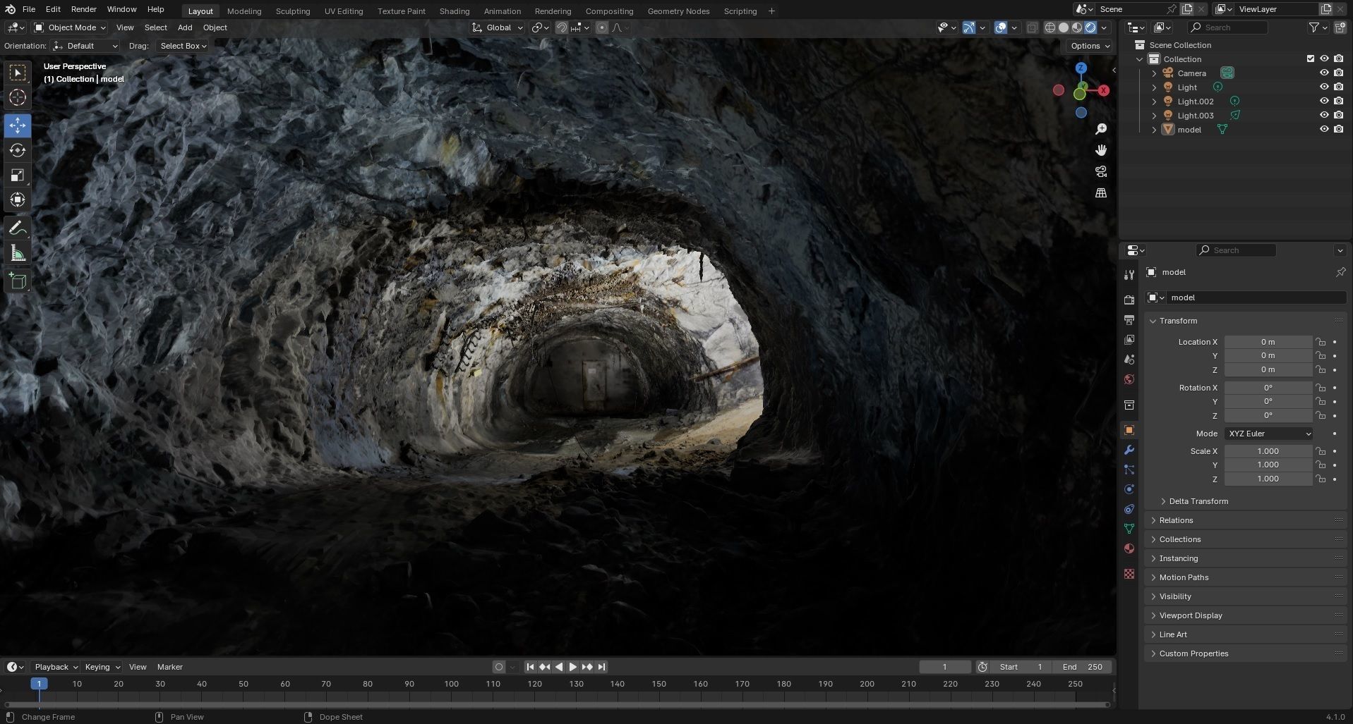 Old underground mine excavation - dirty 3D model_10