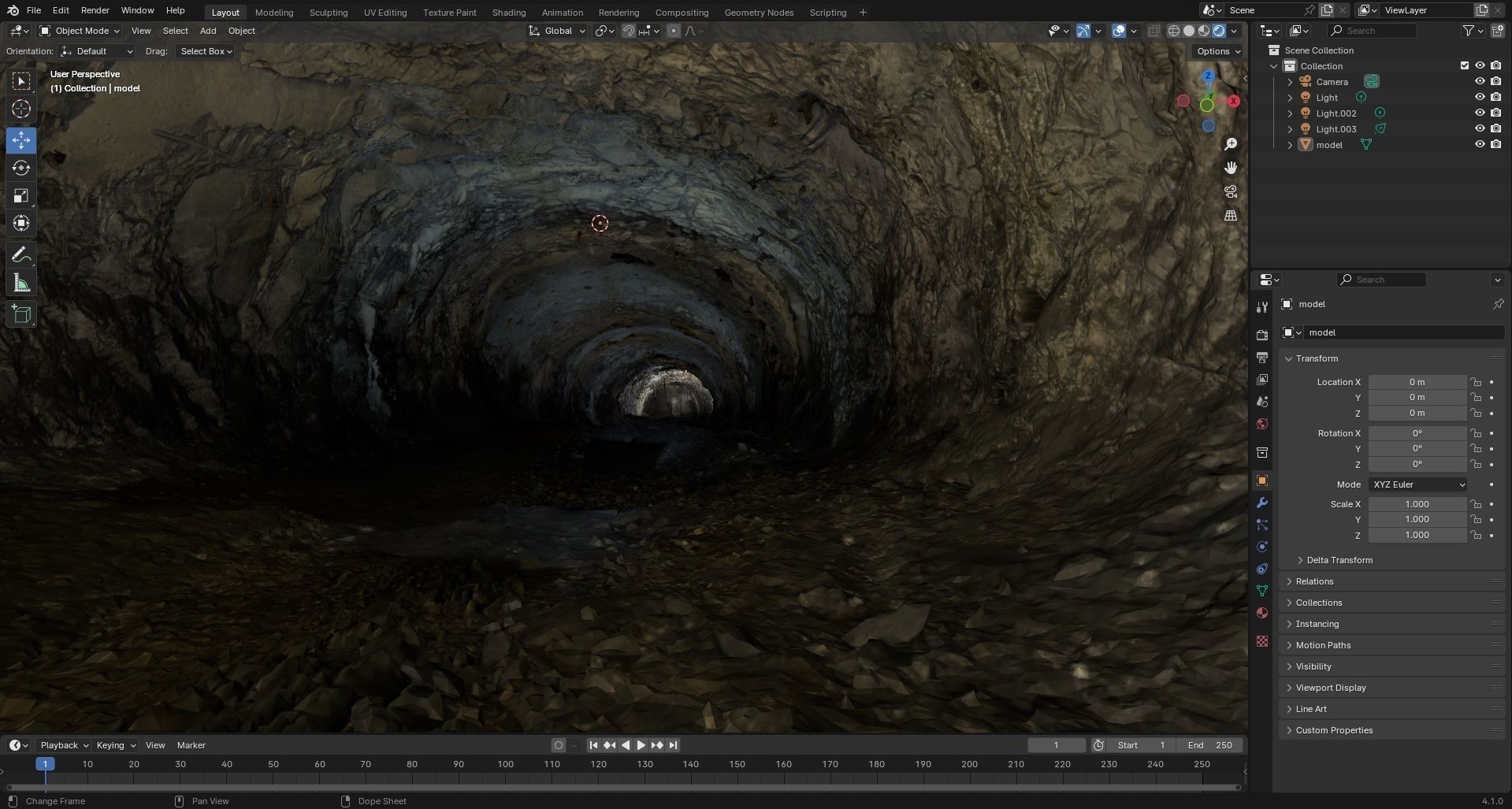 Old underground mine excavation - dirty 3D model_8