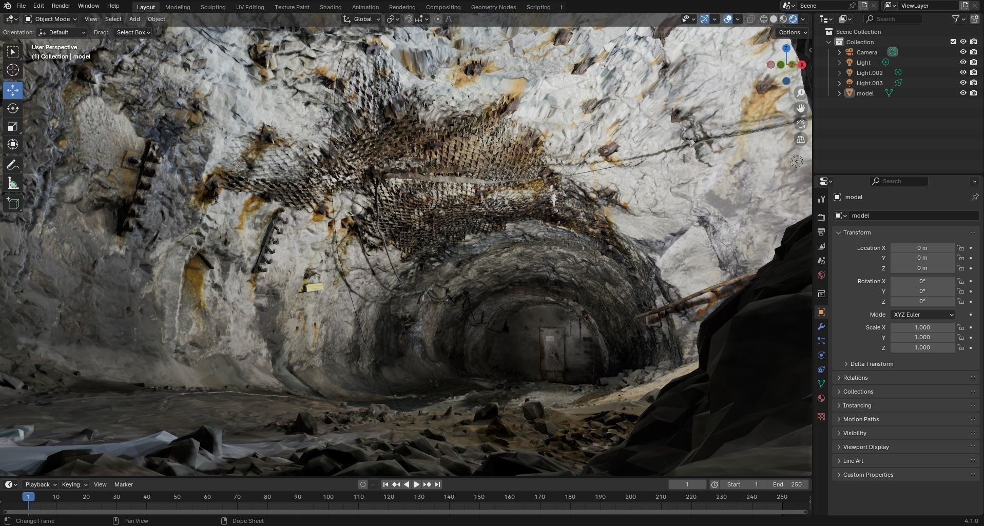 Old underground mine excavation - dirty 3D model_11