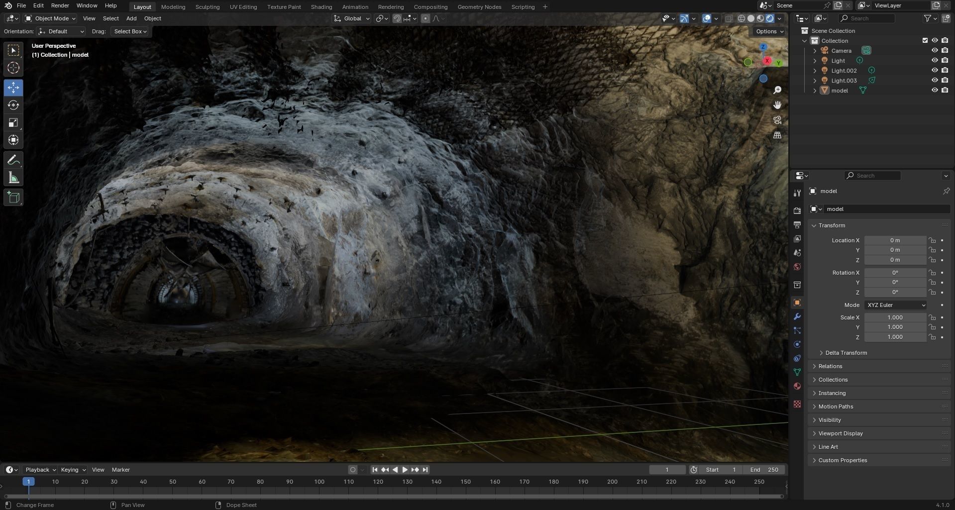 Old underground mine excavation - dirty 3D model_9