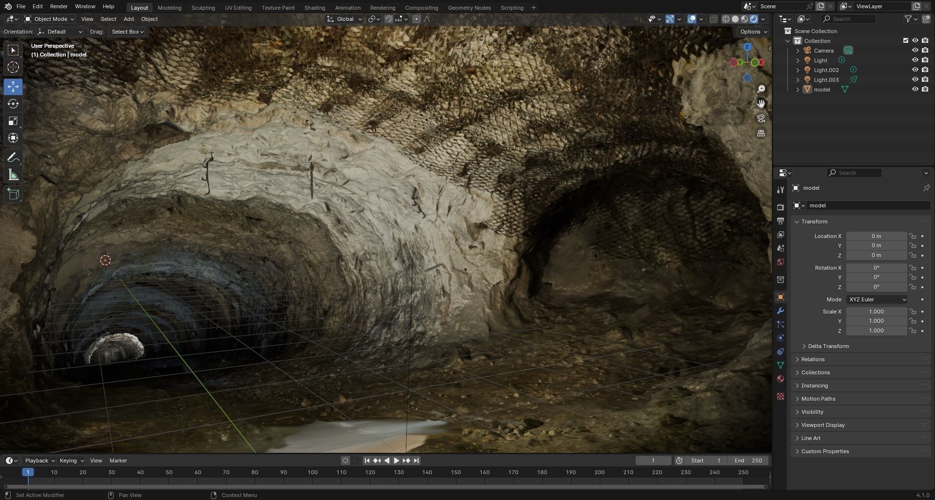 Old underground mine excavation - dirty 3D model_6