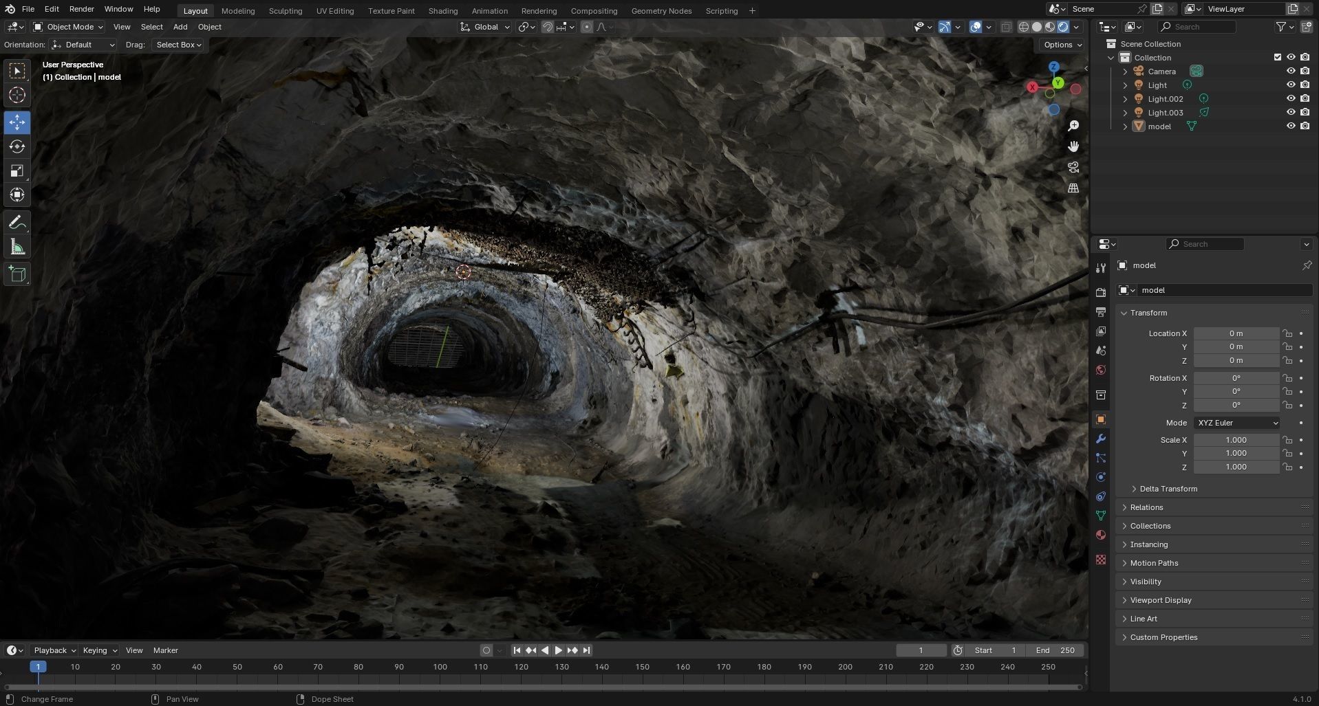 Old underground mine excavation - dirty 3D model_12