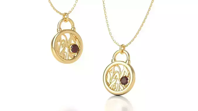 Birthflower Padlock Pendant January  3D print model