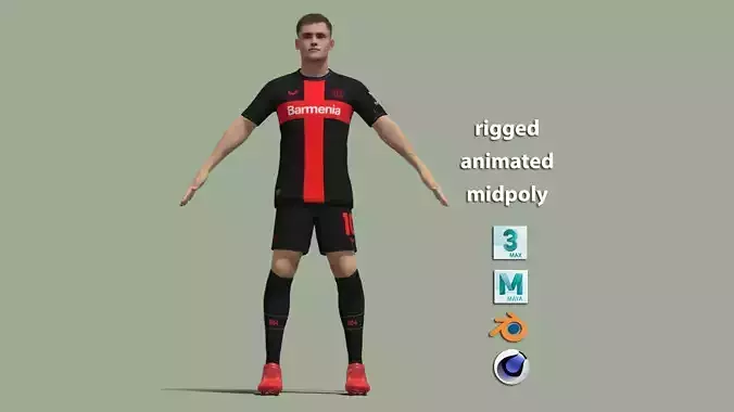 T-Pose Rigged Florian Wirtz Leverkusen 3D model